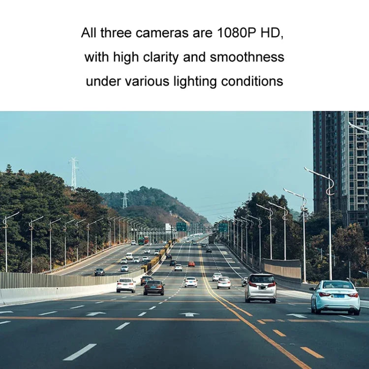 차량 HD WIFI 연동 트리플 카메라 블랙박스, GPS 및 WIFI 연동 기능 포함, 우측 사각지대 시스템 포함