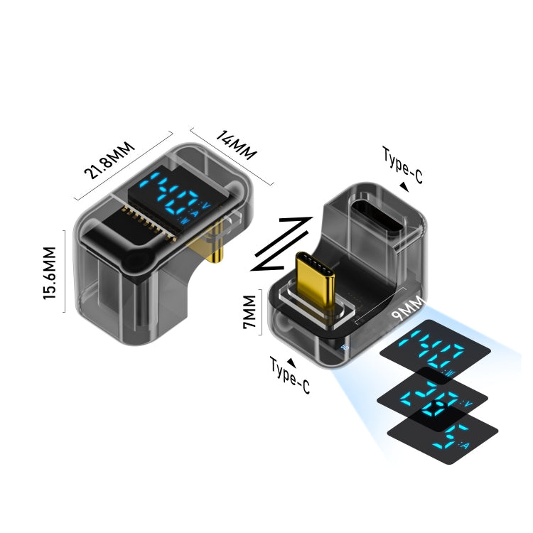 Type-C 디지털 디스플레이 U형 어댑터 180도 엘보 140W 4.0 어댑터, 180도 엘보