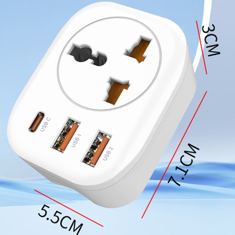 범용 변환 플러그 2USB+타입-C 스마트 변환 소켓, UK 플러그, US 플러그, EU 플러그