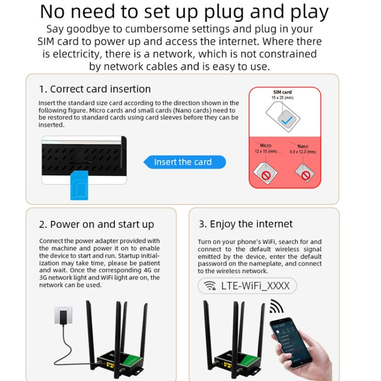 4G 무선 플러그인 라우터 분리형 확장 안테나 LTE 모니터링 네트워크 WiFi 핫스팟, EU 플러그, LT210B