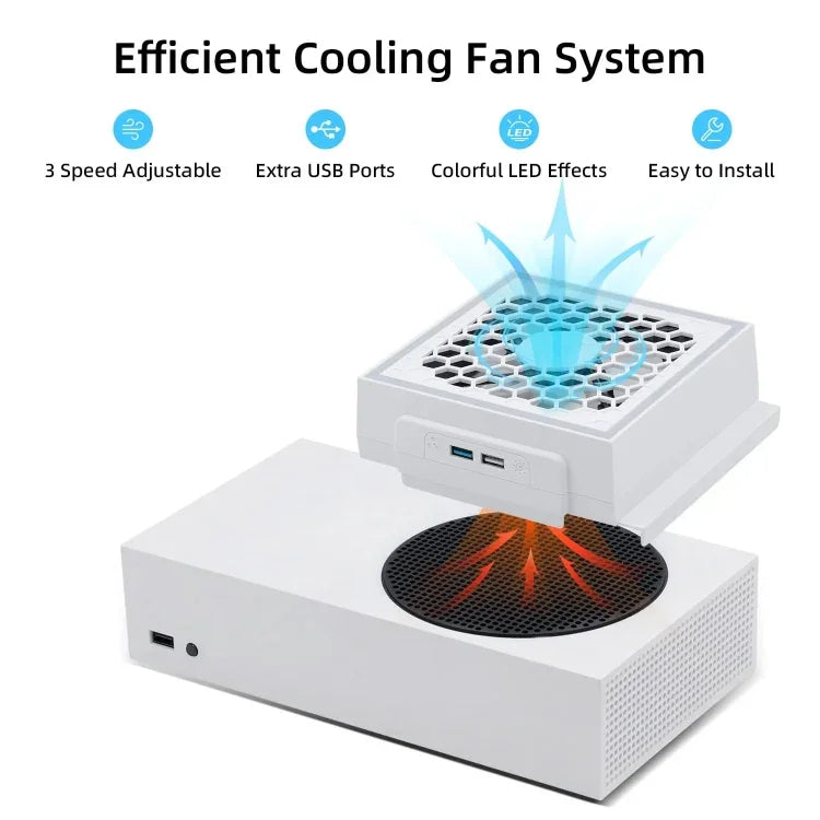 XBOX Series S 콘솔 측면 장착 냉각 팬 RGB 컬러 라이트 라디에이터, XBOX Series S용