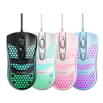 T-WOLF V15 벌집형 유선 USB 게이밍 마우스 RGB 조명 인체공학적 홀로우 디자인 PC 사무실 가정용