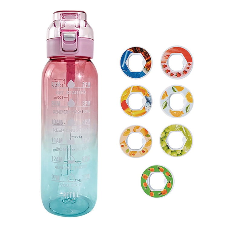 1000ml 대용량 과일향 물병 7가지 맛 링 빨대 음용 컵 트라이탄 향수 물 머그