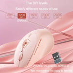 Inphic DR801 2.4G+블루투스 5.0/4.0 무선 마우스 USB 트라이 모드 무음 충전식 여성용 사무실 가정용 게이밍 마우스