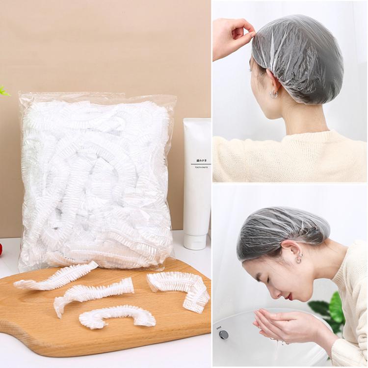 150개입 일회용 샤워캡 방수 투명 헤어캡 23.5cm, PE