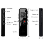 0.9인치 LCD 화면 인터뷰 미니 HD 녹음기 USB 충전 MP3 플레이어, 8GB, 16GB, 32GB, 64GB