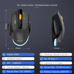MKESPN W601 무음 무선 트라이 모드 매크로 게이밍 마우스 카본 파이버 12800DPI 블루투스 마우스