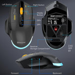 MKESPN W601 무음 무선 트라이 모드 매크로 게이밍 마우스 카본 파이버 12800DPI 블루투스 마우스