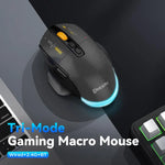 MKESPN W601 무음 무선 트라이 모드 매크로 게이밍 마우스 카본 파이버 12800DPI 블루투스 마우스