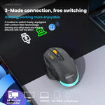MKESPN W601 무음 무선 트라이 모드 매크로 게이밍 마우스 카본 파이버 12800DPI 블루투스 마우스