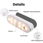 자기식 LED 캐비닛등 모션 센서 충전식 램프 20 LED 3색 온도, A68-3A-11cm