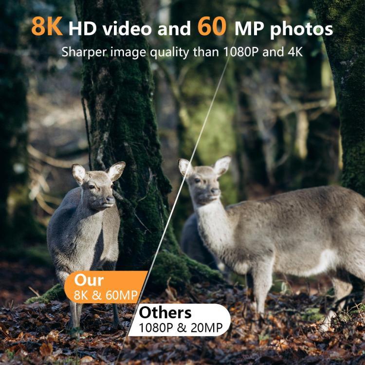초고화질 8K 비디오 60MP 사진 와이파이 사냥 카메라, PR803W