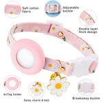 AirTag 2세대 / AirTag 1세대 트래커 실리콘 커버 작은 데이지 반려동물 목걸이 개 목걸이 벨과 앞뒤 필름 포함