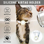 AirTag 2세대 / AirTag 1세대 트래커 실리콘 커버 작은 데이지 반려동물 목걸이 개 목걸이 벨과 앞뒤 필름 포함