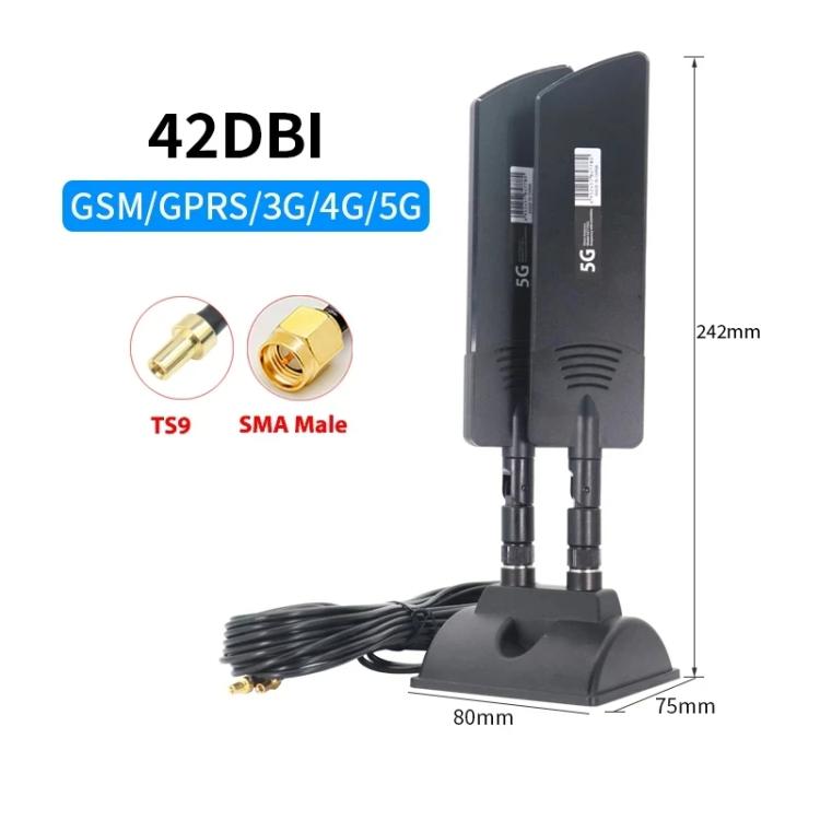 42dbi 5G 라우터 외부 안테나 실외 장거리 WiFi 신호 증폭기, SMA 수컷 검정, TS9 검정, SMA 수컷 흰색, TS9 흰색