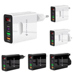 2 USB+2 Type-C Digital Display Mobile Phone Multi-port Charger, EU Plug Black, US Plug Black, UK Plug Black, EU Plug White, US Plug White, UK Plug White