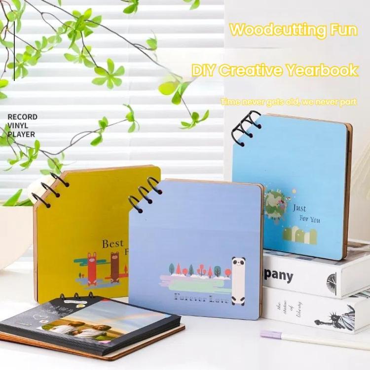 DIY 나무 정사각형 기념 앨범 어린이 성장 사진 앨범 만화 사진책, 베스트 프렌즈, 행복, 당신만을 위해, 영원한 사랑