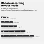충전식 모션 센서 라이트 바 캐비닛 옷장등 리모컨 포함, 20cm, 30cm, 40cm, 60cm, 80cm