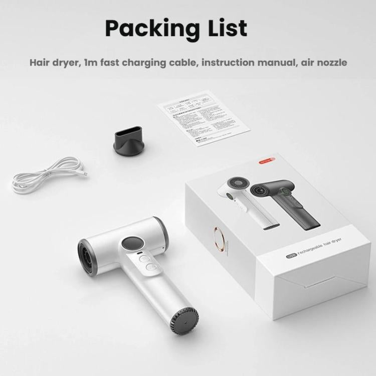 무선 헤어 드라이어 30,000 RPM 고속 모터, 100단계 조절 쿨/웜 에어, 15600mAh 장시간 배터리