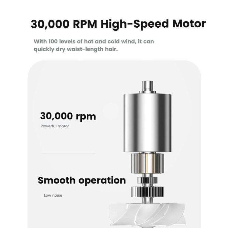 무선 헤어 드라이어 30,000 RPM 고속 모터, 100단계 조절 쿨/웜 에어, 15600mAh 장시간 배터리