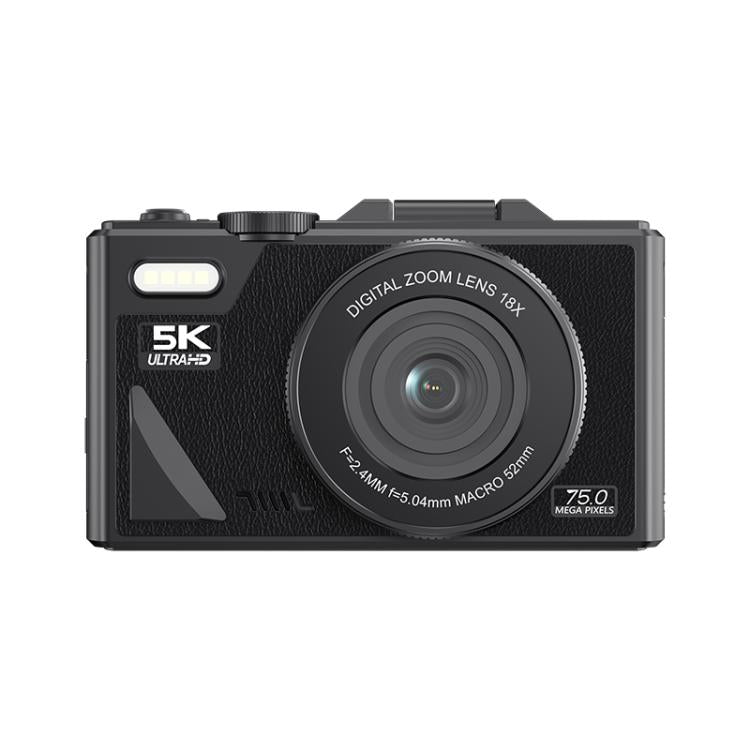 W1 5K HD 디지털 카메라 75MP 18배 디지털 줌 WiFi 비디오 녹화기 플립 스크린 포함, W1 화이트, W1 블랙