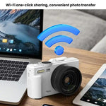 W1 5K HD 디지털 카메라 75MP 18배 디지털 줌 WiFi 비디오 녹화기 플립 스크린 포함, W1 화이트, W1 블랙