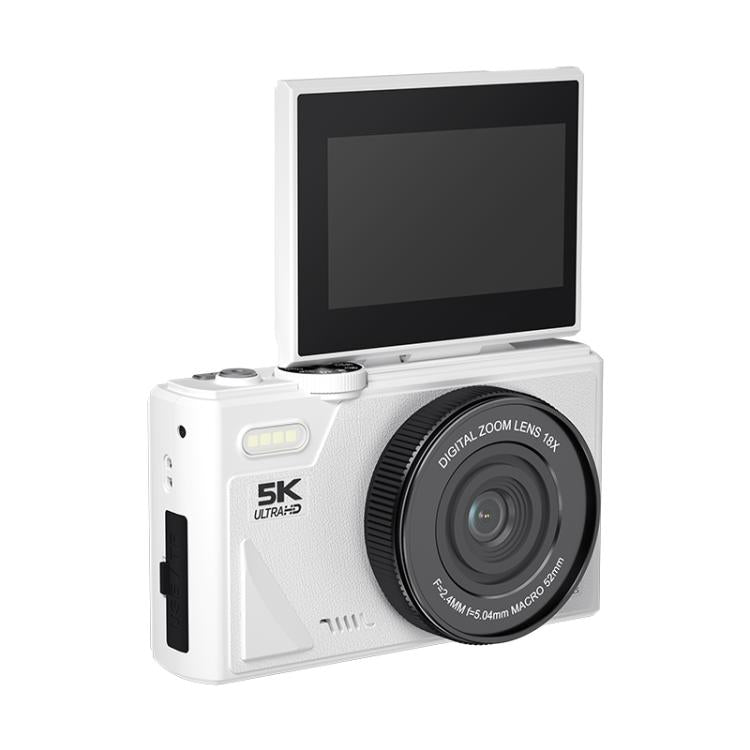 W1 5K HD 디지털 카메라 75MP 18배 디지털 줌 WiFi 비디오 녹화기 플립 스크린 포함, W1 화이트, W1 블랙