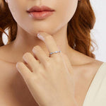 S925 Sterling Silver Platinum-Plated Zircon Nano Opal Ring, 6, 7, 8