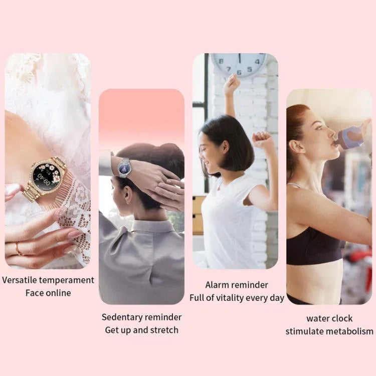 블루투스 통화 AI 음성 비서 생활 방수 스포츠 스마트워치, 블랙 실리콘 스트랩, 골드 핑크 실리콘 스트랩, 실버 그레이 실리콘 스트랩, 골드 러프 스틸 스트랩+핑크 실리콘 스트랩, 실버 러프 스틸 스트랩+그레이 실리콘 스트랩