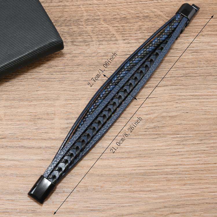 스타일리시 미니멀리스트 수제 꼬임 가죽 팔찌 남성용 자석 잠금 장치