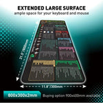 키보드 단축키 데스크 매트 마우스 패드 미끄럼 방지 사무용 데스크 패드, 400x900x3mm