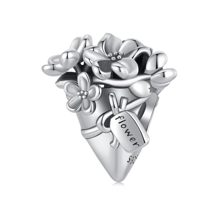 S925 Sterling Silver Oxidized Bouquet Bracelet Beads