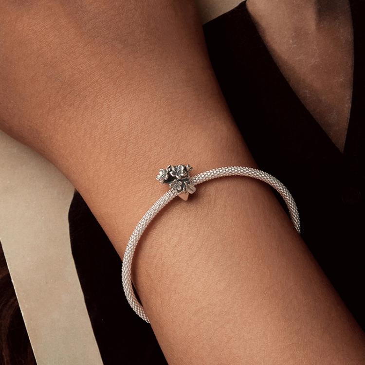 S925 Sterling Silver Oxidized Bouquet Bracelet Beads