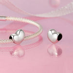 S925 Sterling Silver Glossy Heart Bracelet Beads
