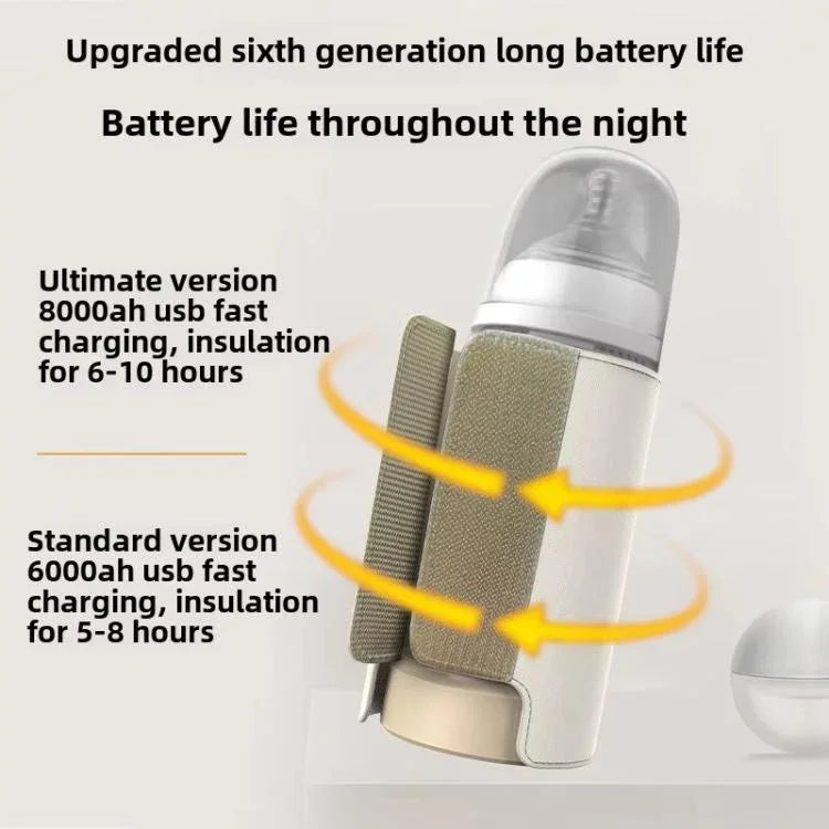18W 무선 아기 젖병 워머 6단계 조절 온도 설정 모유 수유 및 분유용 우유 보온 커버, 6000mAh, 8000mAh, 10000mAh