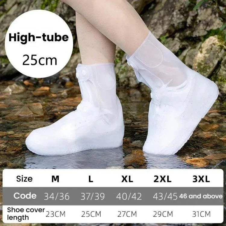 25cm 야외용 두꺼운 내마모성 하이 튜브 비 방지 신발 커버, M 34-36, L 37-39, XL 40-42, XXL 43-45, XXXL 45-46