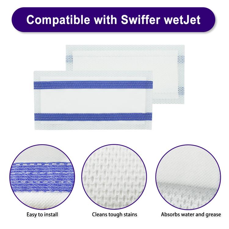 3개입 /팩 일회용 걸레 패드 Swiffer WetJet 중장비 청소용, 다중 표면, 줄무늬 없음, 빠른 청소, 흰색