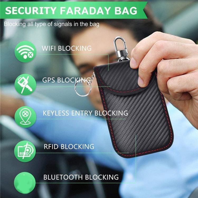 RFID 차단 차량 키 홀더 안티 스키밍 카본 파이버 키 케이스 차량용, 신용카드 및 전자기기용, 중간 빨간선, 중간 초록선, 작은 검은선