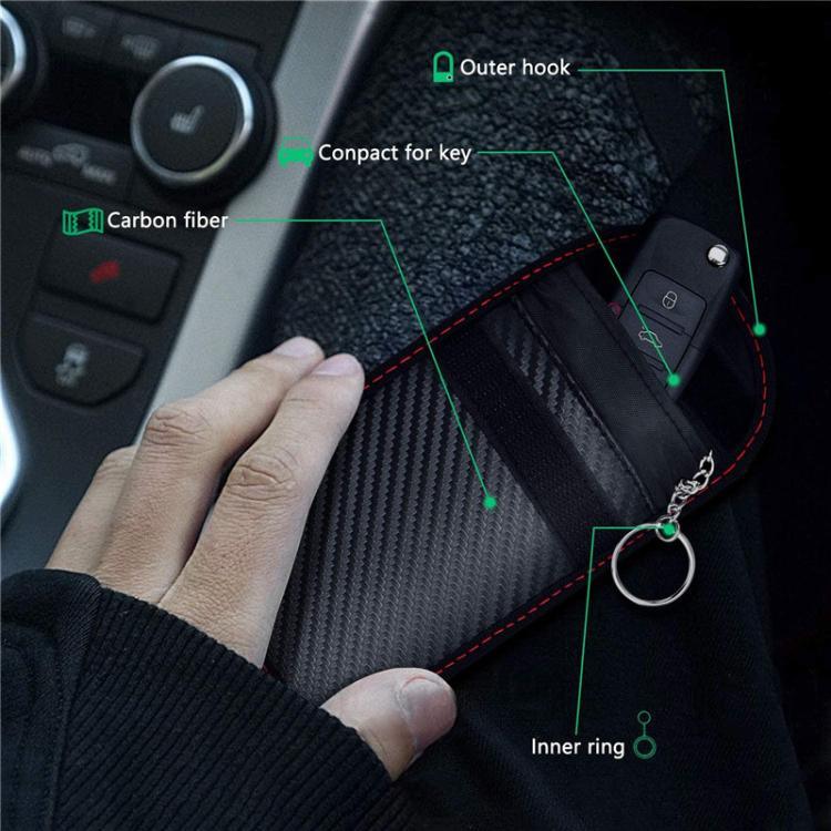 RFID 차단 차량 키 홀더 안티 스키밍 카본 파이버 키 케이스 차량용, 신용카드 및 전자기기용, 중간 빨간선, 중간 초록선, 작은 검은선