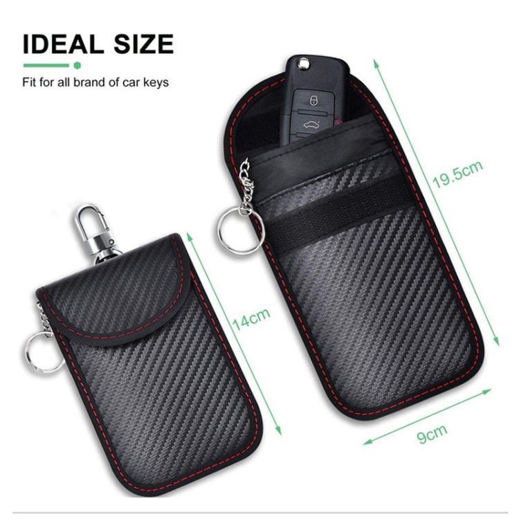 RFID 차단 차량 키 홀더 안티 스키밍 카본 파이버 키 케이스 차량용, 신용카드 및 전자기기용, 중간 빨간선, 중간 초록선, 작은 검은선