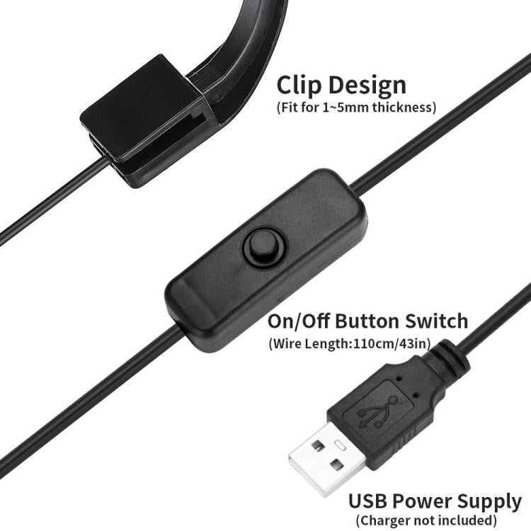 5W 청백색 아쿠아리움 LED 클립 라이트 12 LED USB 전원 미니 어항 조명 수생 식물, 수초 및 소형 어항용, 220V, 110V