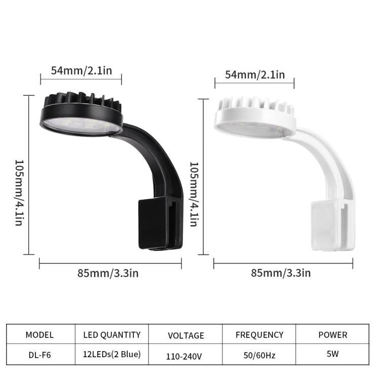 5W 청백색 아쿠아리움 LED 클립 라이트 12 LED USB 전원 미니 어항 조명 수생 식물, 수초 및 소형 어항용, 220V, 110V