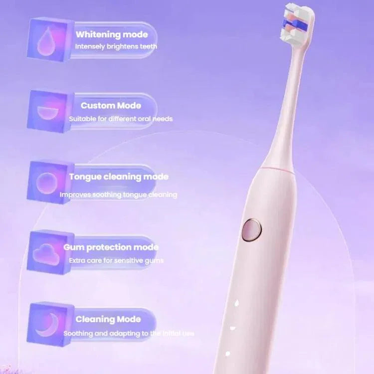 성인용 충전식 소닉 전동 칫솔 맞춤 모드, 항균 브러시 헤드, 스마트 타이머, 살균 화이트, 살균 연보라, 표준 화이트, 표준 연보라