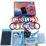 Hand-held 3D Printing Pen Kit with 20 Colors PLA Filament, Drawing Pad, Base, Scissors, Finger Guards, Art Book & Accessories, US Plug, UK Plug, EU Plug