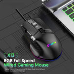 MKESPN X13 RGB 풀 스피드 유선 게이밍 마우스 12400 DPI 10키 듀얼 스크롤 휠 스윙 매크로 프로그래밍 가능 마우스, X13