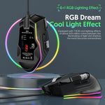 MKESPN X13 RGB 풀 스피드 유선 게이밍 마우스 12400 DPI 10키 듀얼 스크롤 휠 스윙 매크로 프로그래밍 가능 마우스, X13