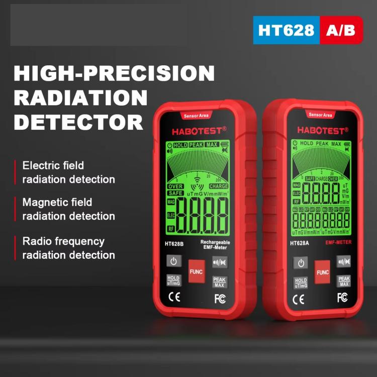 HABOTEST HT628B 다중 필드 EMF 미터 충전식 전자기 방사선 측정기, HT628B