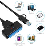 2.5인치 노트북 HDD/SSD용 USB 3.0/USB-C to SATA 22핀 어댑터 케이블, 25cm