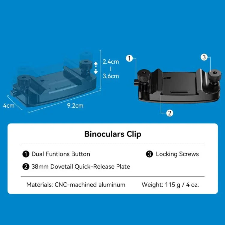 APEXEL BinoClamp Pro 퀵 릴리스 쌍안경 마운트 키트 360도 회전 알루미늄 쌍안경 홀더, APL-F007