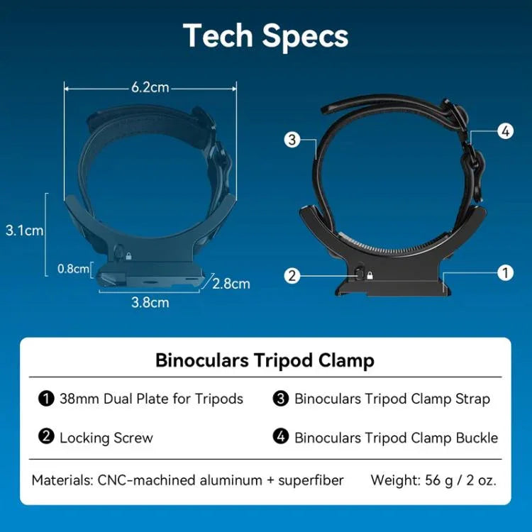 APEXEL BinoClamp Pro 퀵 릴리스 쌍안경 마운트 키트 360도 회전 알루미늄 쌍안경 홀더, APL-F007
